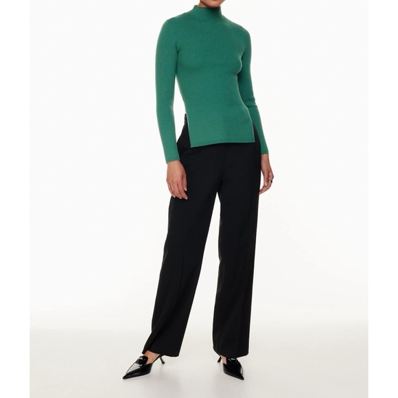 EUC Aritzia Babaton Sculpt Knit Tie-Back Longsleeve Mock Neck Ribbd Knit Sweater - Picture 7 of 12